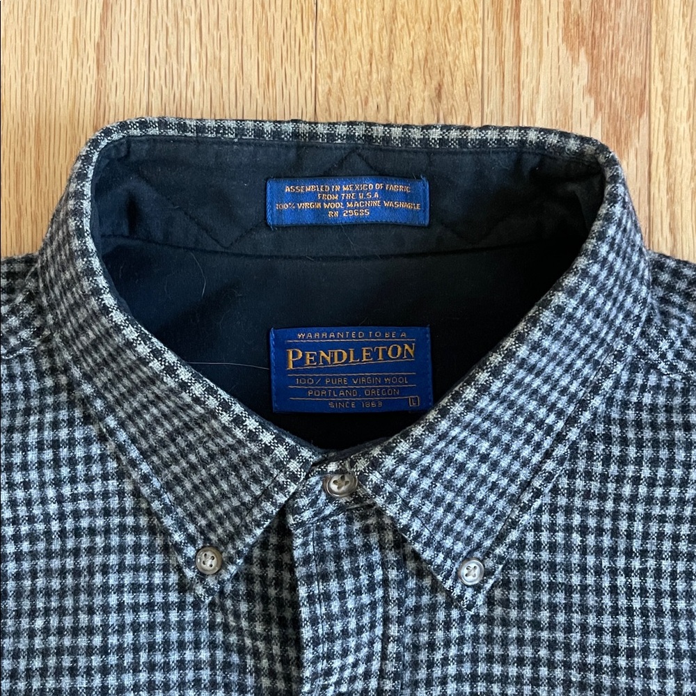 Pendleton Heritage Navy Blue and Gray Wool Plaid Shirt